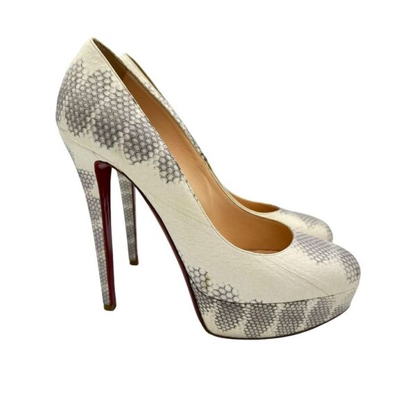 Christian Louboutin Roccia Watersnake Bianca 140 Platform Pumps Size 8.5 - Picture 3 of 13
